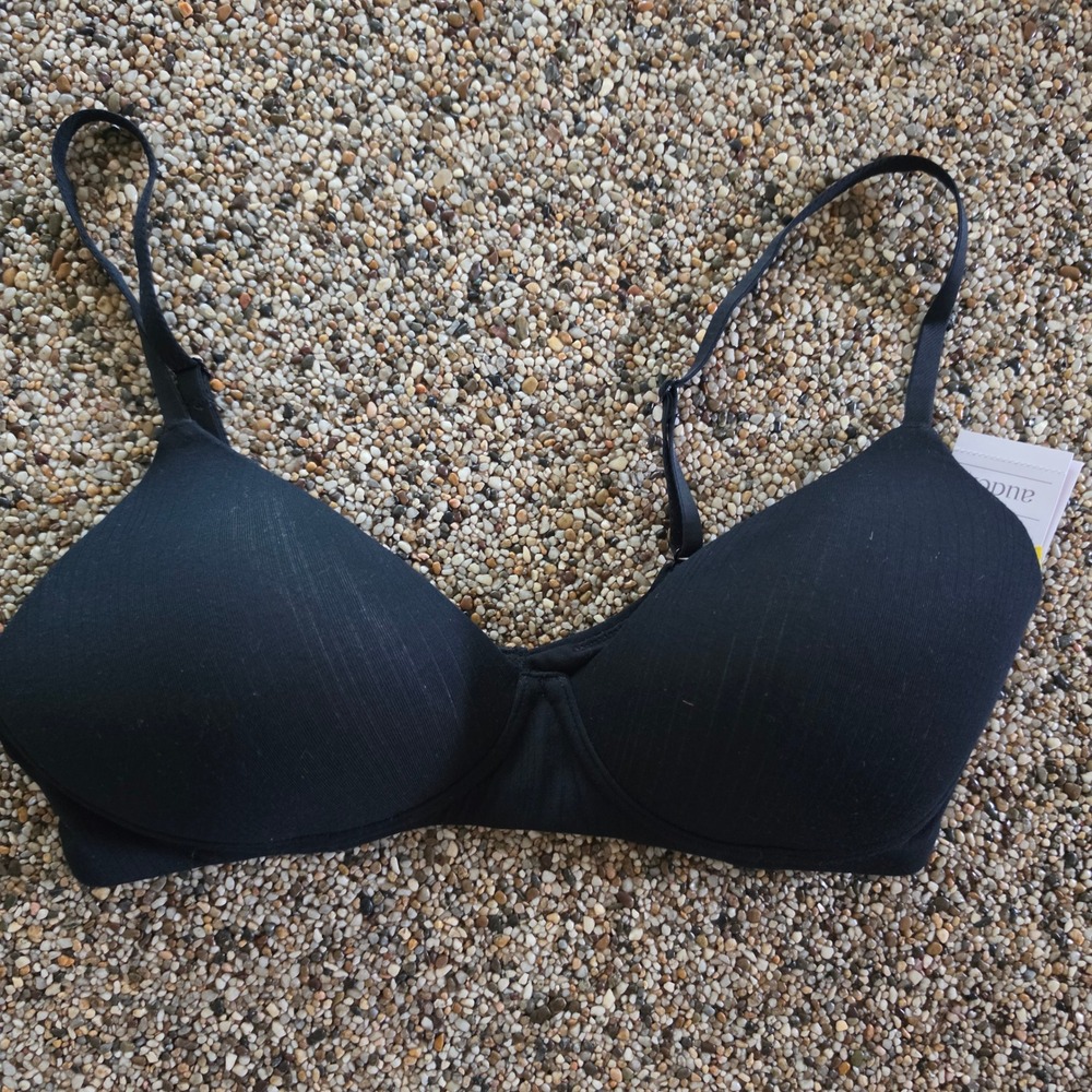 Auden Black Modal Blend Lightly Lined Bralette Size M Adjustable Straps Wireless
